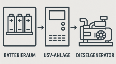 elektrischer Batterie-Raum USV-Anlage und Dieselgenerator für Betriebsräume.
