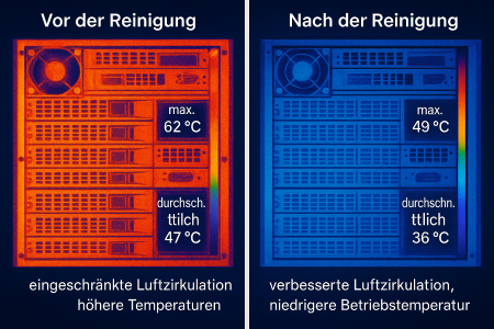 Luftzirkulation vs. Betriebstemperatur. Luftzirkulation vs. Betriebstemperatur.